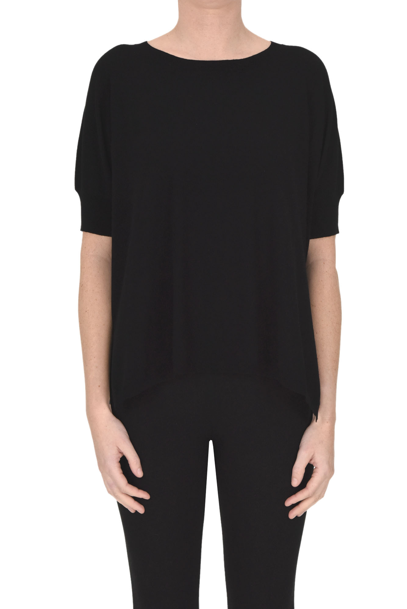 Shop Base Milano Short Sleeves Pullover In Black