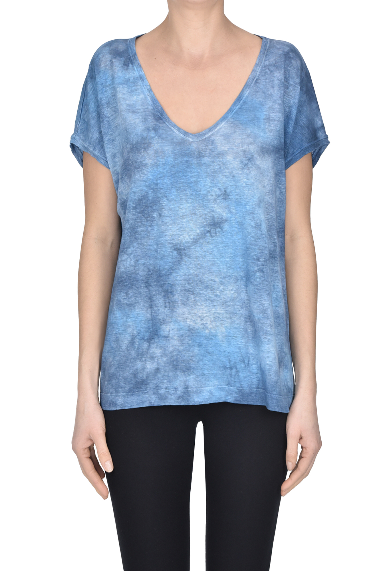 Gradient effect linen t-shirt