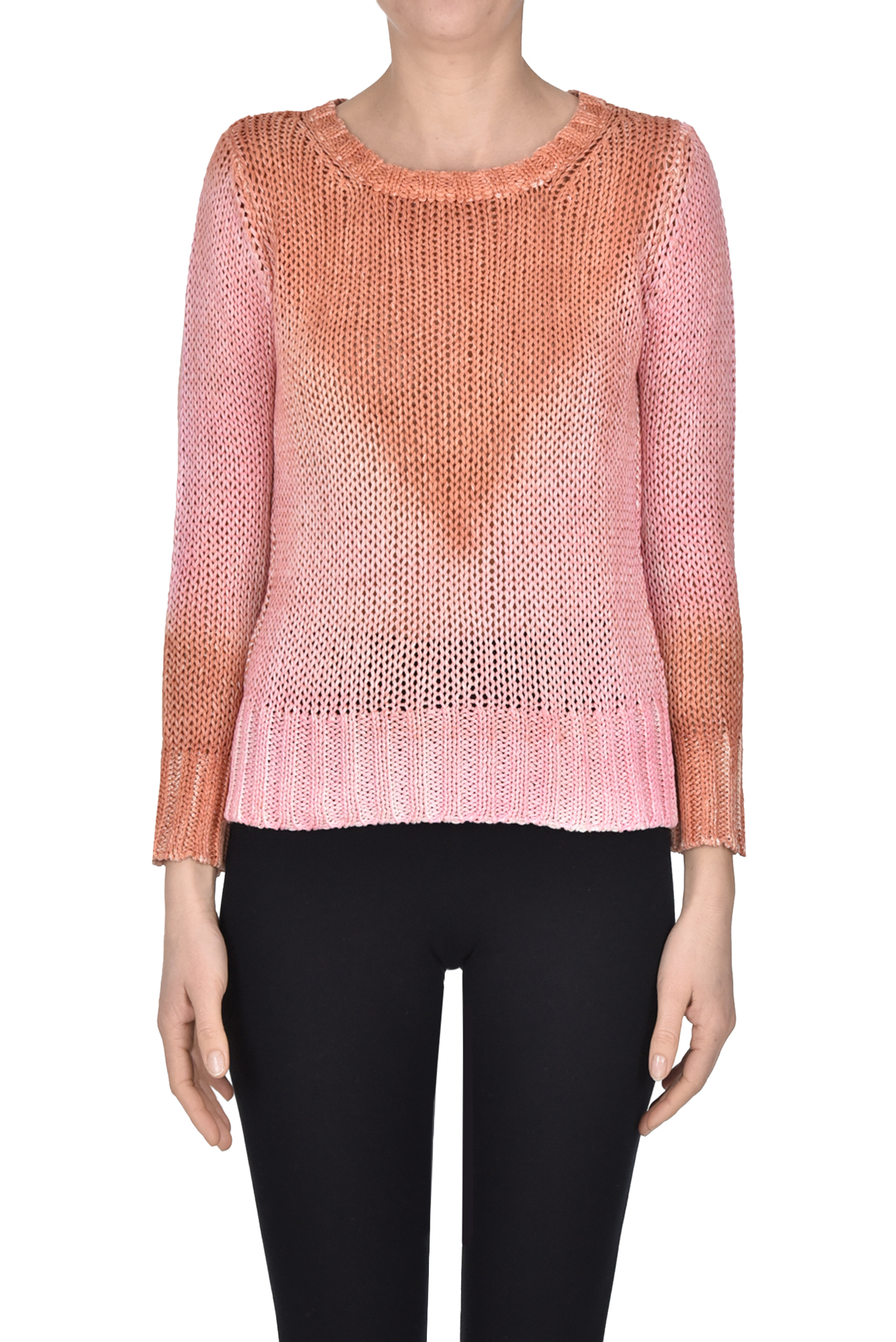 Alessandro Aste Copper Linen Nairoby Spray Art Sweater In Salmon