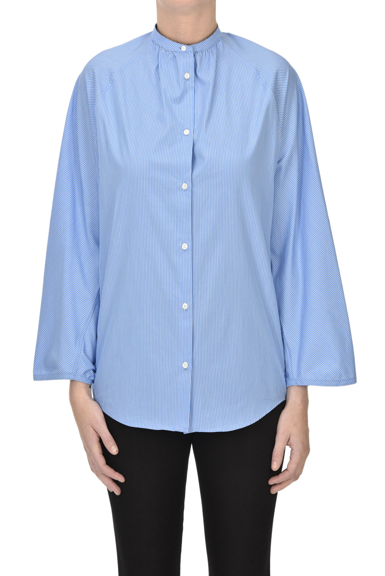 Aspesi Striped Cotton Shirt In Blue