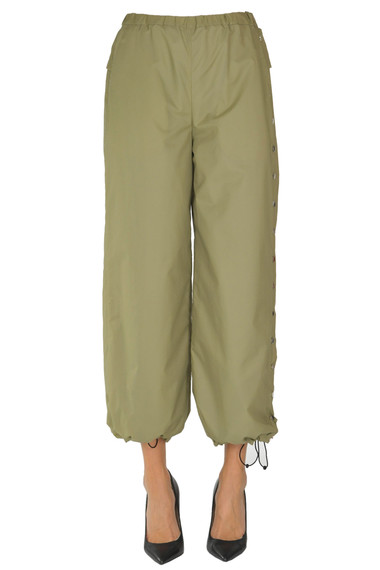 Shop Zucca Nylon Trousers In Olive Green