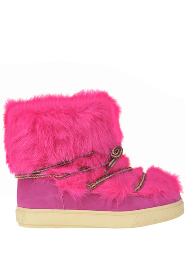 Shop Colors Of California Padded Ankle-boots With Ecofur In Fuxia
