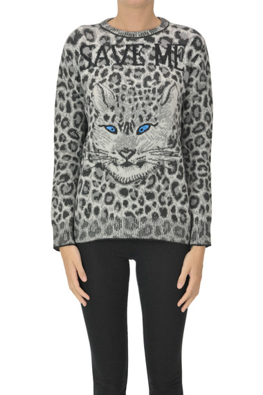 Shop Alberta Ferretti Save Me Animal Print Pullover In Grey