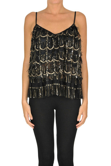 ANIYE BY SEQUINED AND FRINGED TOP