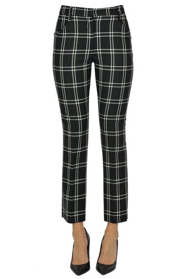 Shop True Royal Checked Print Trousers In Black