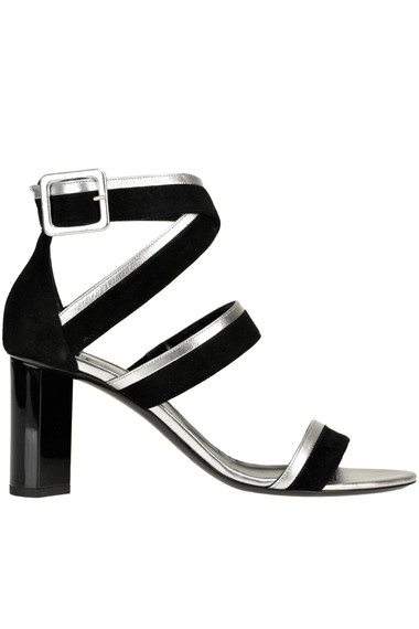 PIERRE HARDY SUEDE AND METALLIC EFFECT LEATHER SANDALS