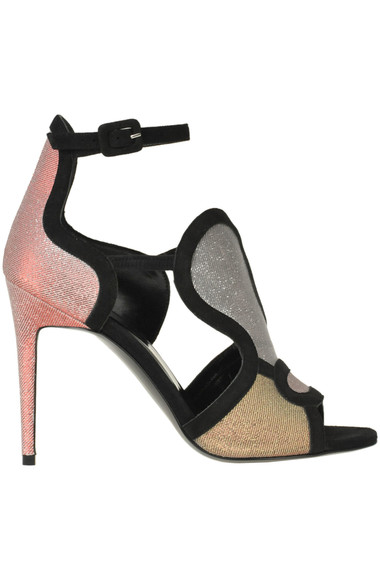 PIERRE HARDY GLITTERED FABRIC AND SUEDE SANDALS