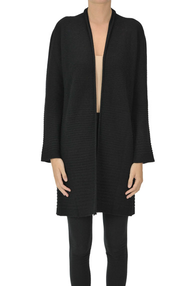 ANNECLAIRE RIBBED KNIT CARDIGAN WITH LUREX