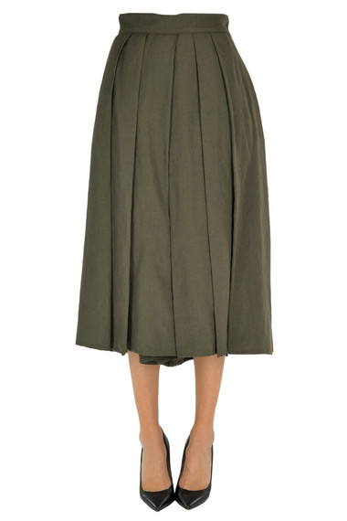 Shop Aspesi Pleated Skirt Pants In Dark Green
