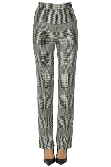 Shop Ermanno Scervino Hound's-tooth Print Trousers In Black