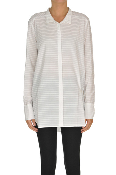 Shop Humanoid Striped Cotton Shirt In White