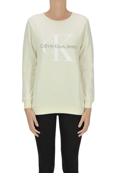 Shop Calvin Klein Jeans Est.1978 Designer Logo Sweatshirt In Cream