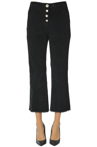 WHITE SAND CROPPED CORDUROY TROUSERS