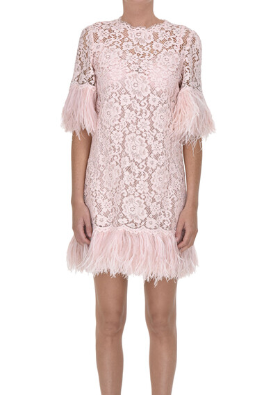 Dolce & Gabbana Feather trimmed lace mini dress - Buy online on Glamest  Fashion Outlet  | Online Designer Fashion Outlet