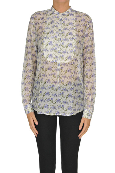 Massimo Alba Flower Print Shirt In Lilac