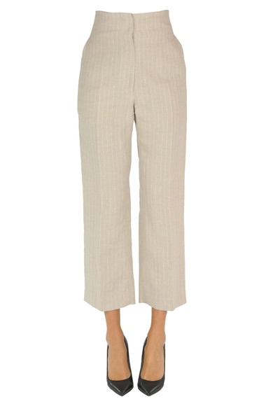 RACIL PINSTRIPED LINEN TROUSERS