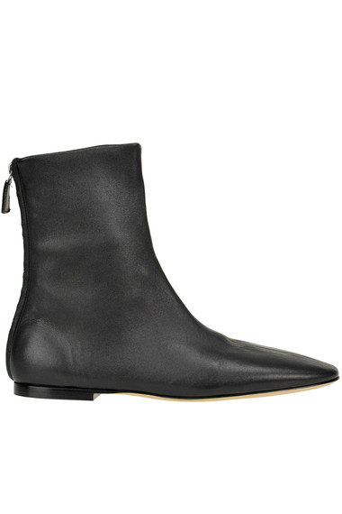black nappa leather stretch ankle boots
