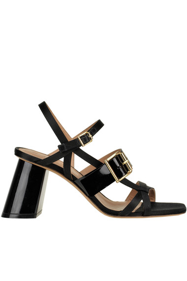 MARNI PATENT-LEATHER AND SATIN SANDALS