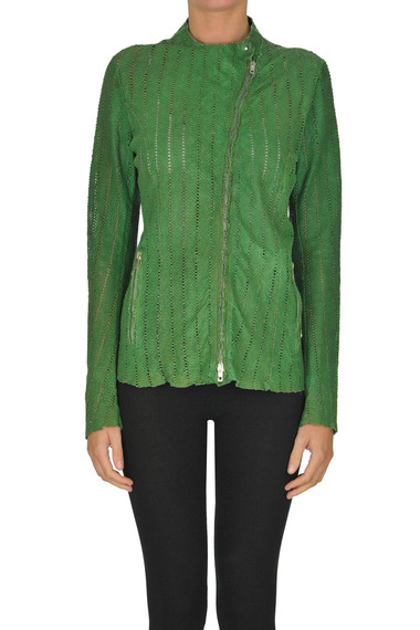 SALVATORE SANTORO CUT-OUT REPTILE EFFECT LEATHER JACKET