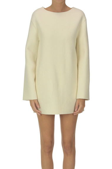 Shop Theory Wool-blend Cloth Mini Dress In Cream