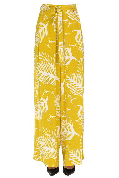 An An Londree Wide Leg Silk Trousers In Yellow