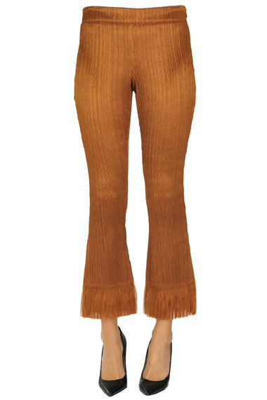 Chloé Embossed Fabric Trousers In Bronze