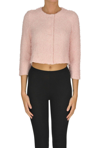 Anneclaire Cropped Cardigan In Pale Pink