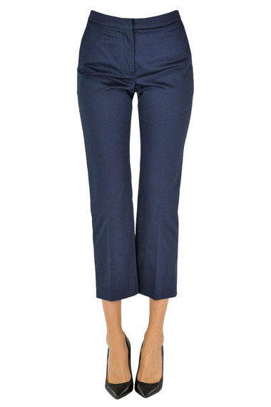 Mulberry Cropped Cotton Trousers In Navy Blue