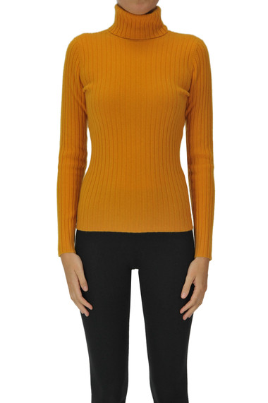 Shop Allude Cashmere Knit Turtleneck Pullover In Orange