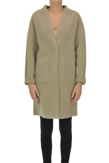 Shop Betta Corradi Eco-shearling Coat In Dove-grey