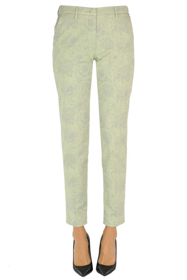 Shop Mason's Flower Print Cotton Chino Trousers In Pastel Green