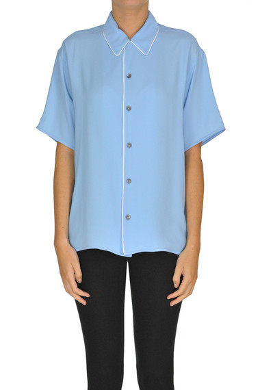 Shop Marni Crepè Shirt In Light Blue