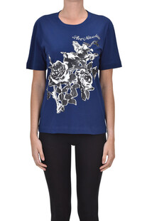 T-shirt in cotone stampa floreale Love Moschino