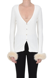 Eco-fur cuffs cardigan Simona Corsellini