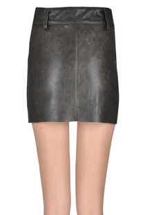 Old looking effect leather mini skirt Salvatore Santoro
