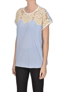 Blusa in cotone con inserto in pizzo Shi.RT Milano