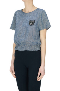 Top in tessuto effetto denim Kristina Ti