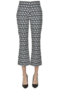 Cropped optical print trousers D.Exterior