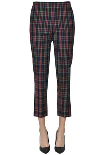 Checked print wool trousers 6397