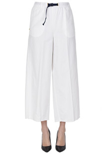 Textured linen and cotton trousers White Sand