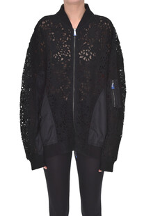 Oversized macramè lace e nylon bomber jacket Valentino