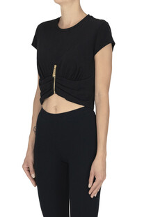 T-shirt cropped con zip Elisabetta Franchi