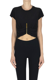T-shirt cropped con zip Elisabetta Franchi