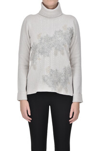 Textured knit pullover with lace inserts D.Exterior