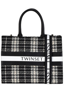 Checked print tweed tote bag Twinset U&B
