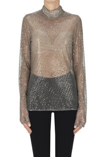 Top con paillettes e perline Semicouture