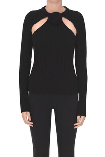 Ribbed pullover with rose application Blumarine