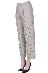 Cut-out cotton trousers Nude