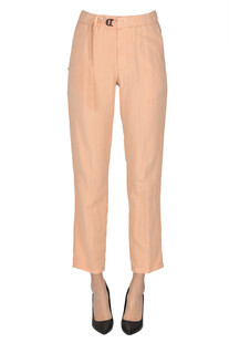 Marylin lyocell, linen and cotton trousers White Sand