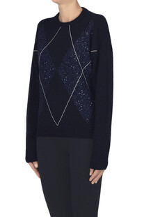 Pullover a rombi con paillettes Peserico